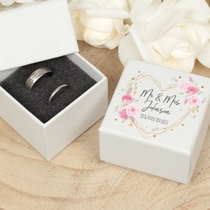 Personalised Geometric Heart Wedding Ring Box | Double Ring Box