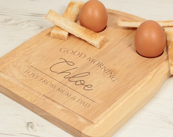 Personalised Good Morning Dippy Egg and Toast Breakfast Board
