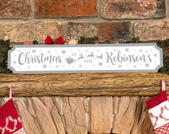 Personalised Santa's Sleigh Christmas Street Sign Decoration
