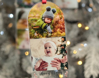 Personalised Family Photo Strip Christmas Tree Decoration Bauble