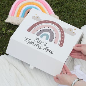 Personalised Pastel Rainbow Children's Memory Keepsake Box