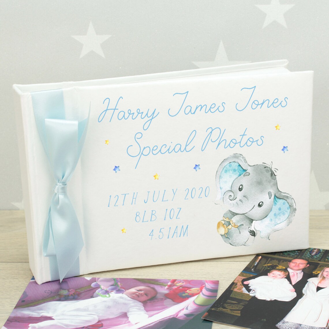 Personalised Elephant Baby Keepsake Photo Album Etsy
