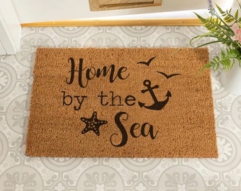 Home by the Sea Coir Indoor Door Mat | 60x40cm | Hall Doormat | New Home Gift