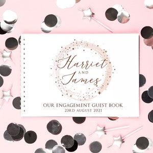 Personalised Engagement Party Sparkly Circle Guest Book | A5 or A4