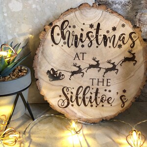 Personalised Family Christmas Tree Log Wood Slice Sign Decoration image 6