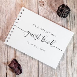 Personalised Classic Script Wedding Guest Book | A5 or A4 | Choice of colours