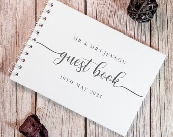 Personalised Classic Script Wedding Guest Book | A5 or A4 | Choice of colours