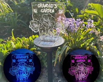 Personalised Flowers and Bees LED Garden Colour Changing Solar Light Stake