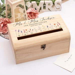 Personalised Wild Flowers Wedding Cards Post Box Chest