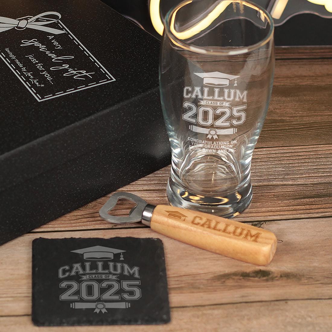 Personalised Graduation Cap Class of 2025 Pint Glass and Gift Set - Etsy UK