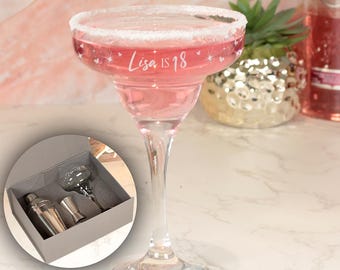 Personalised Birthday Hearts and Stars Engraved Cocktail Glass | Mixologist Gift