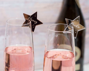 Personalised Any Occasion Acrylic Star Wine Glass Charm Place Setting Party Favours