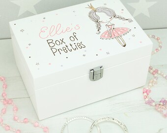 Personalised Ballet Princess Children's Jewellery Box with Mirror