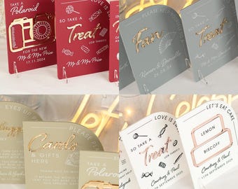 Custom Pick and Mix Bundle Modern Arch 3D Acrylic Wedding Signs | Choice of Colours