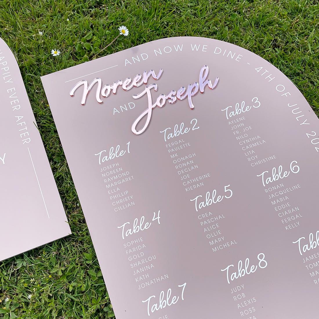 Table Plan Arch Modern Arch Wedding Table Seating Plan Matte Pastel and Mirror Acrylic ...