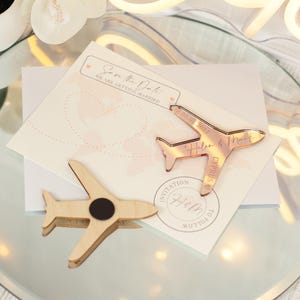Destination Wedding World Map and Aeroplane Plane Save The Date Mirror Acrylic Magnets image 2