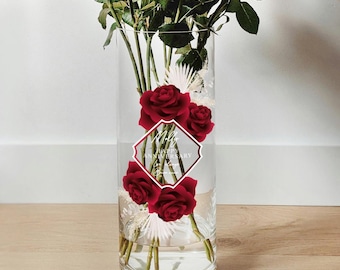 Personalised Red Roses Wedding Anniversary Gift Cylinder Glass Flower Vase