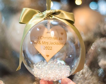 Personalised 1st Christmas Married as Mr & Mrs Tree Bauble Ornament | Wedding Gift