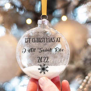 Personalised 1st Christmas New Home Gift Glitter Glass Christmas Tree Bauble Ornament