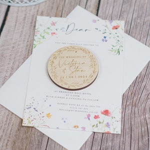 Personalised Watercolour Wildflower Wedding Invitation Magnets & Cards | Choice of finishes