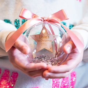Personalised Baby's 1st Christmas Star Tree Bauble Decoration