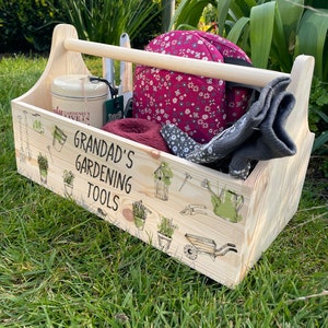 Personalised Gardening Tools Father's Day Birthday Treat Hamper Gift Caddy with Handle