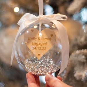 Personalised Wedding Engagement Hanging Bauble Christmas Tree Decoration