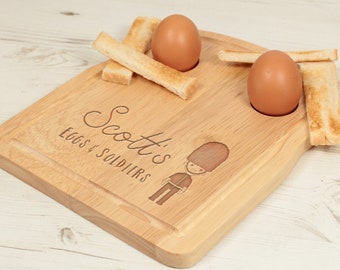 Personalised Soldier Dippy Egg and Toast Breakfast Board