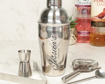 Personalised Any Text 5 Piece Cocktail Shaker Gift Set