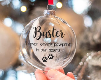 Personalised Pet Remembrance Glass Christmas Tree Bauble Ornament