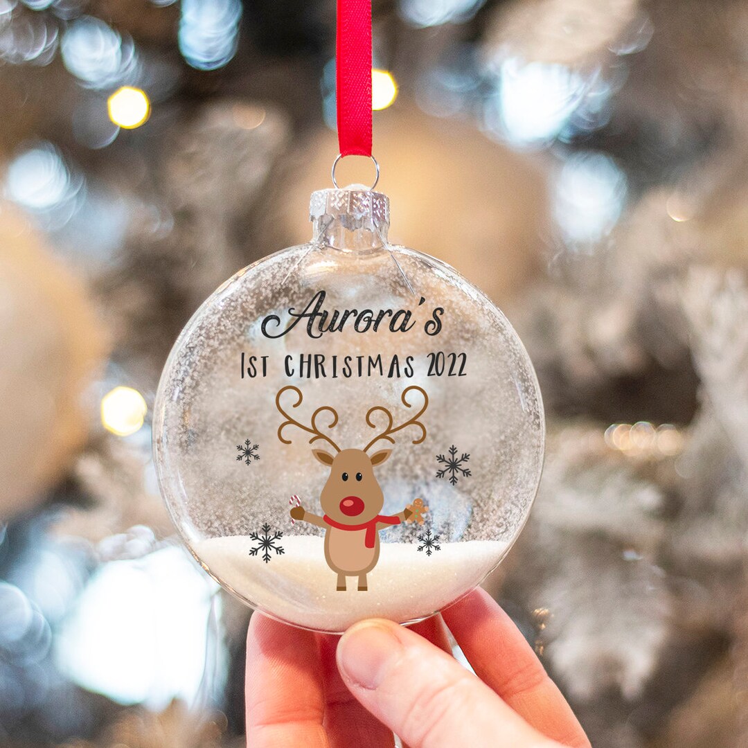 Personalised Rudolph Baby s 1st Christmas Glitter Glass Christmas