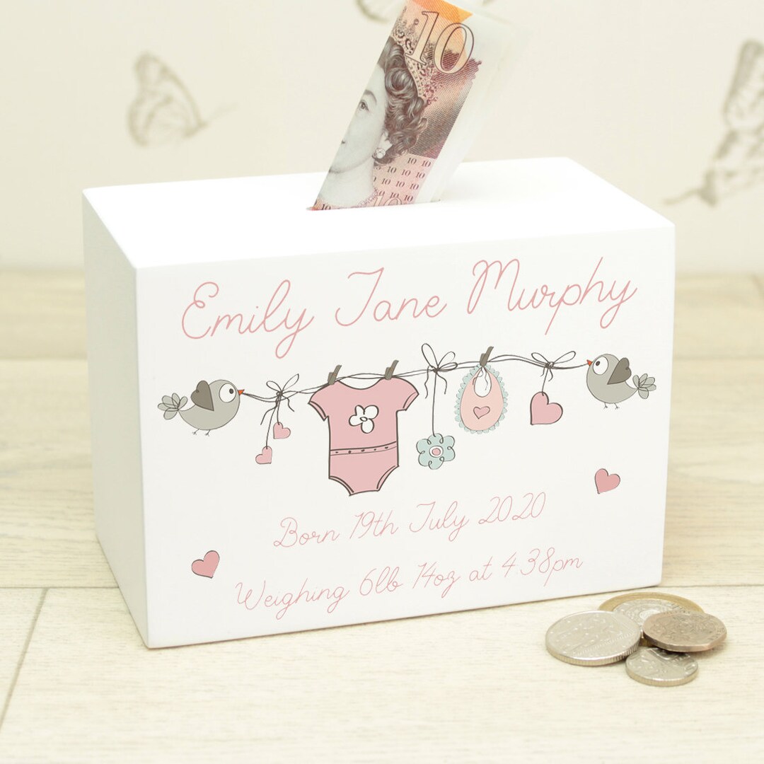 Personalised Baby Bunting Christening Gift Money Saving Box Etsy UK