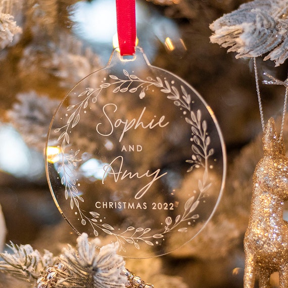 Boules De Noël Personnalisées En Acrylique – Gravure De Noms, Messages Ou Dates, Décoration De Sapin Familiale Unique, Cadeau De Noël Émotionnel