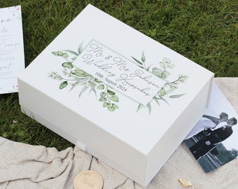 Personalised Wedding Eucalyptus Magnetic Memory Keepsake Box