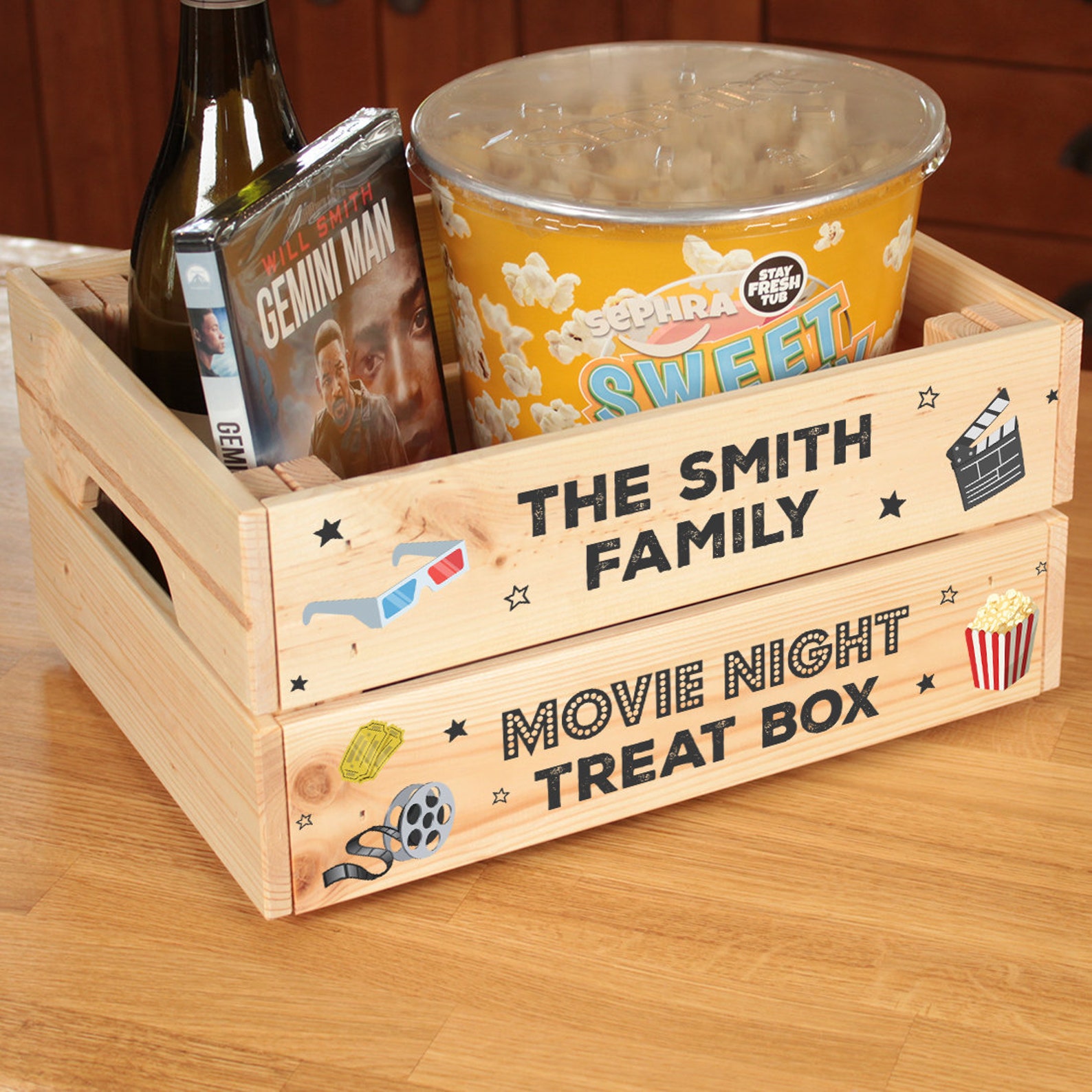 Personalised Family Movie Night Treat Box Crate - Etsy