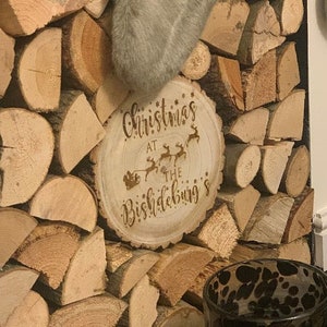 Personalised Family Christmas Tree Log Wood Slice Sign Decoration image 5