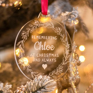 Personalised Remembrance Wreath Acrylic Christmas Tree Decoration Bauble