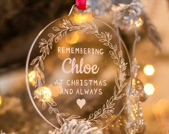 Personalised Remembrance Wreath Acrylic Christmas Tree Decoration Bauble