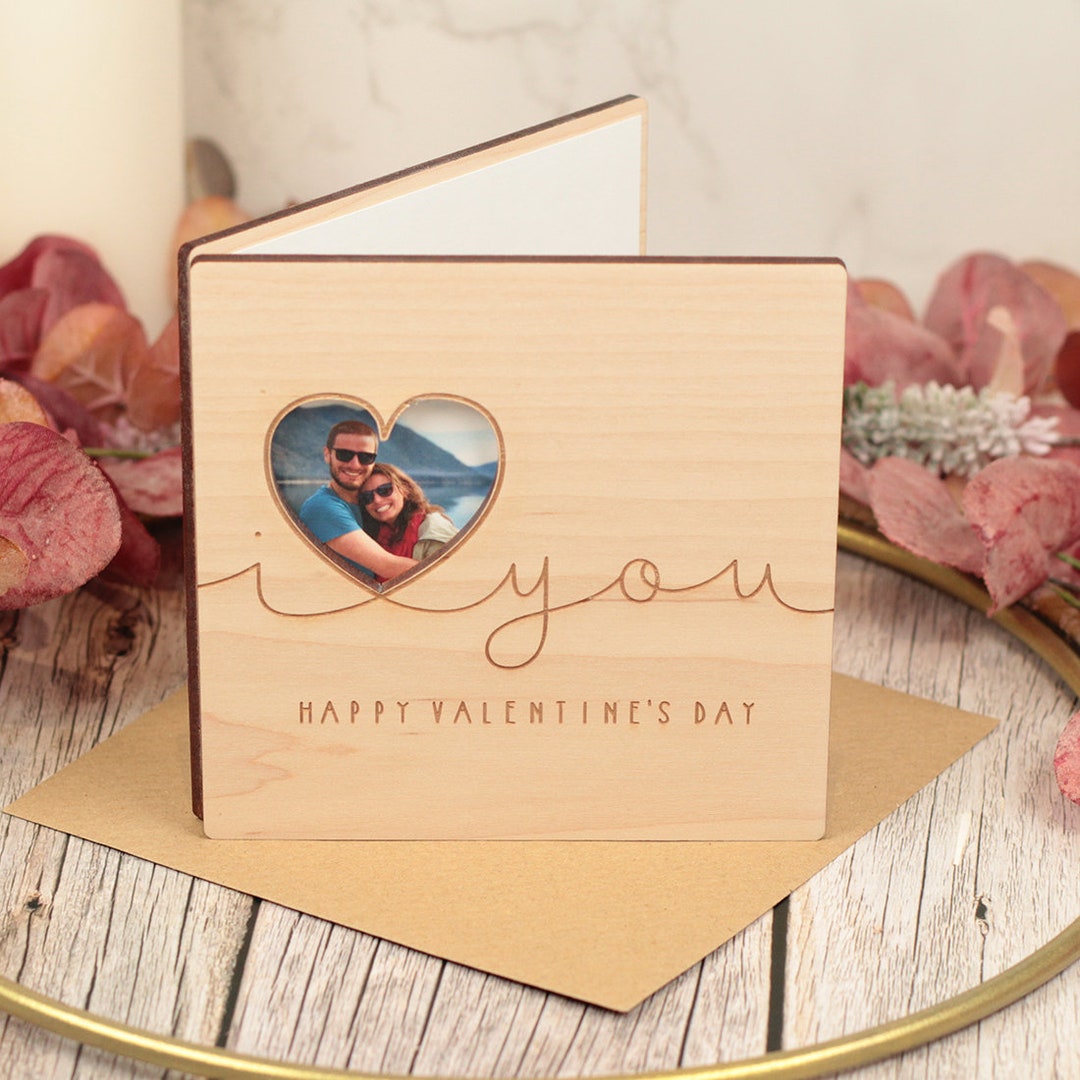 Personalised Valentines Day I Love You Photo Wooden Engraved Greetings