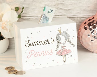 Personalised Princess Money Saving Box Piggy Bank