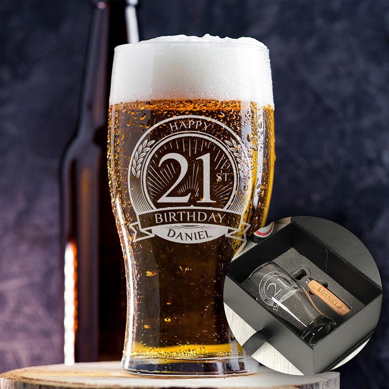 Personalised Happy 21st Birthday Engraved Pint Glass | Birthday Gift ...