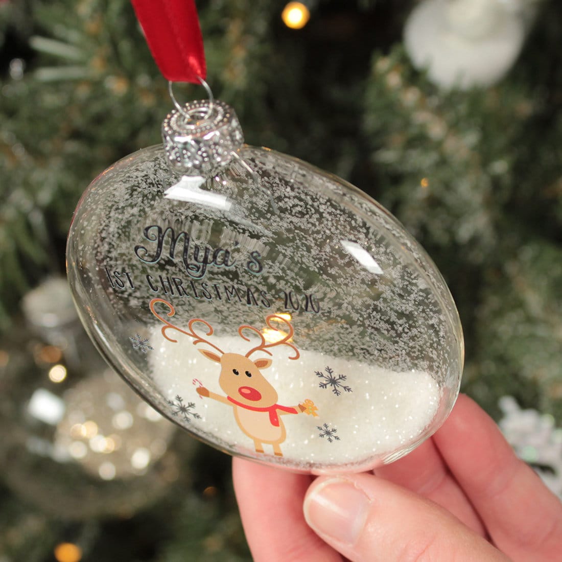 Personalised Rudolph Baby's 1st Christmas Glitter Glass - Etsy 日本