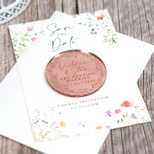 Personalised Watercolour Wildflower Wedding Save The Date Magnets & Cards | Choice of Finishes