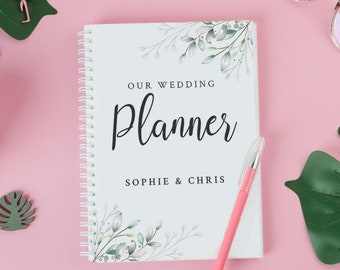 Personalised Botanical Wedding Planner Hardback Notebook