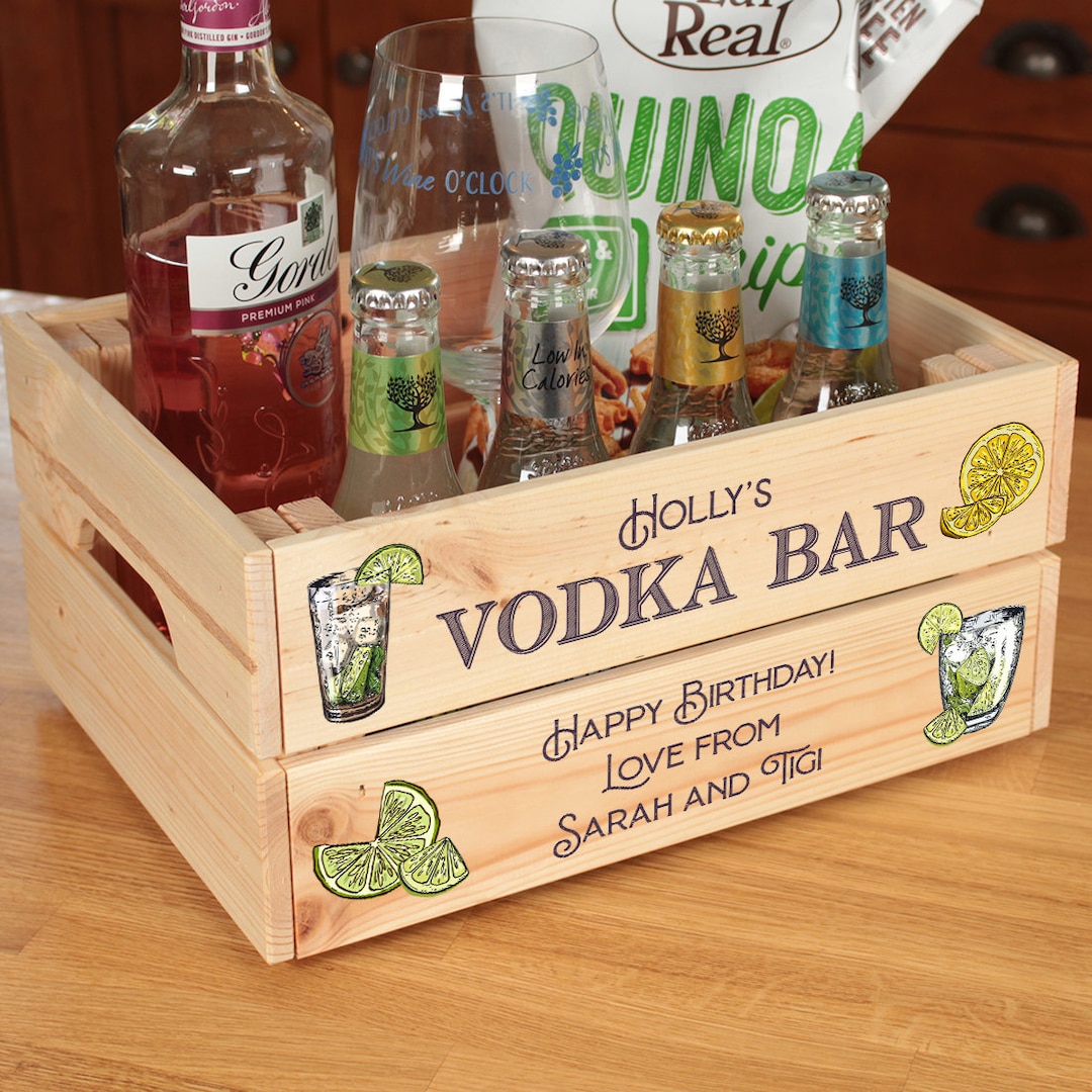 Buy Personalised Vodka Bar Treat Hamper Gift Crate Online in India