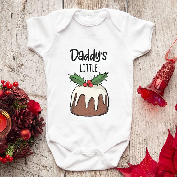 Personalised Christmas Pudding Baby Grow My First 1st Christmas