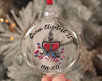 Floral Crown Queen Memorial Glass Bauble Keepsake Decoration