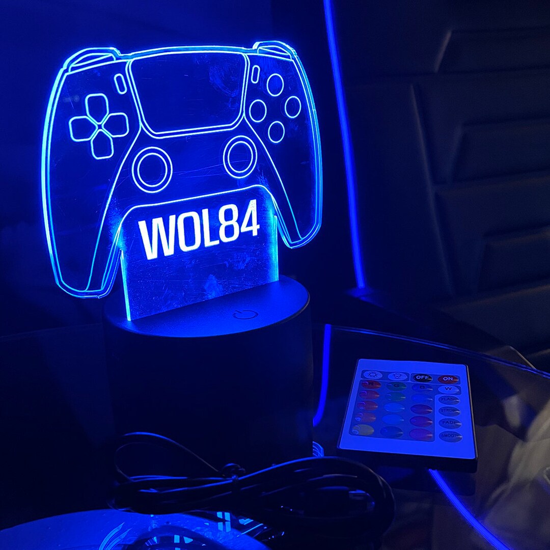Personalised Neon Blue Games Controller Colour Changing LED Light - Etsy UK