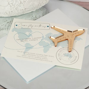 World Map Destination Wedding Invitation Aeroplane Magnets & Cards | Choice of finishes and colours