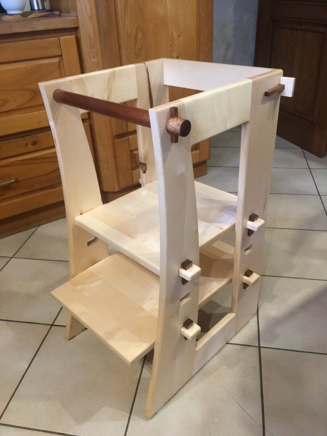 Wooden montessori tower Transformable Kitchen learning tower Etsy